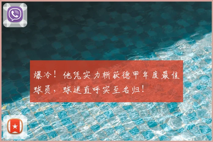 爆冷！他凭实力斩获德甲年度最佳球员，球迷直呼实至名归！